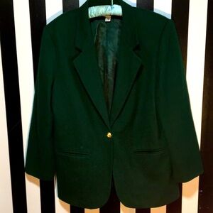 Hunter Green 100% Wool Vintage Blazer Coat Jacket 14/16 Woman’s Large XL Plus